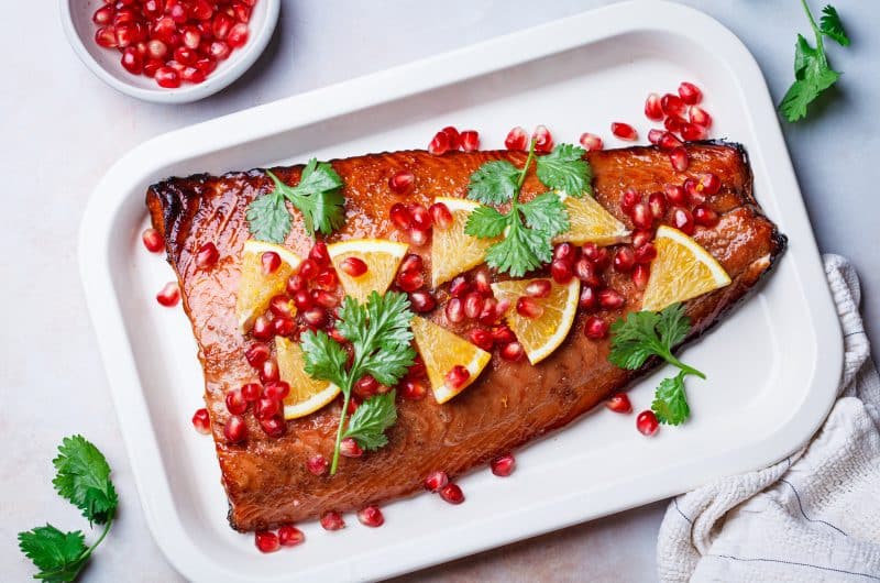 Festive Salmon with Pomegranate & Orange